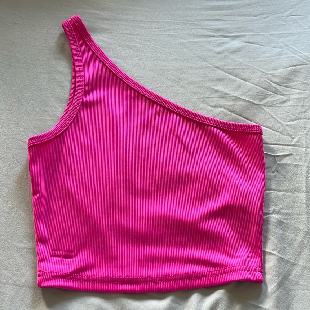 Hot pink, one shoulder, crop top; never worn